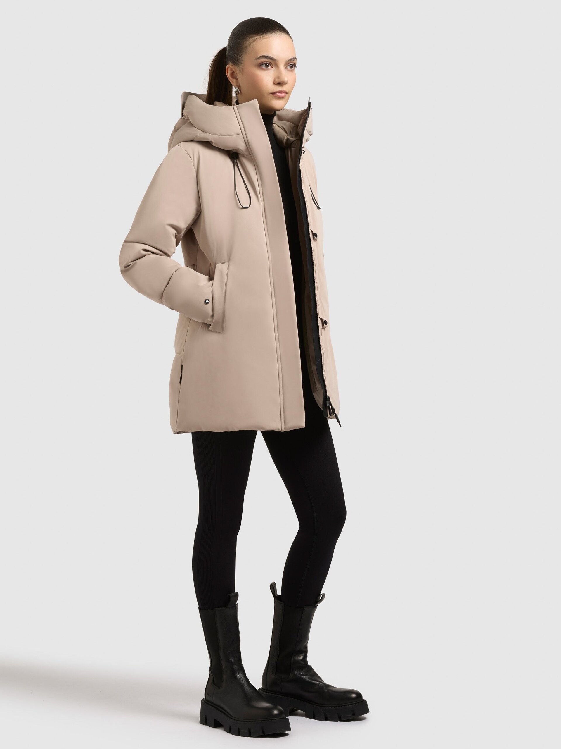 Abrigo Khujo ALLAP Macarron Beig Mujer - 5